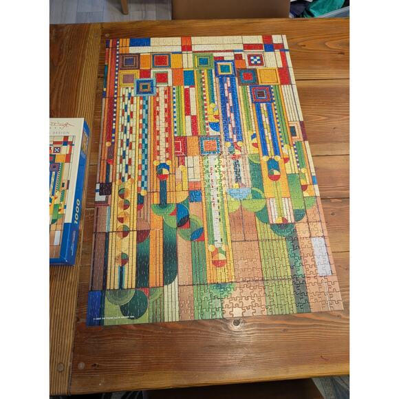 Frank Lloyd Wright Saguaro Glass Design Pomegranate Art Piece 1000 Pc COMPLETE - Picture 3 of 5